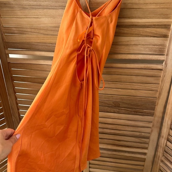 STAUD Mini Bellamy Satin Slip Dress Nectarine Size S - Picture 6 of 8